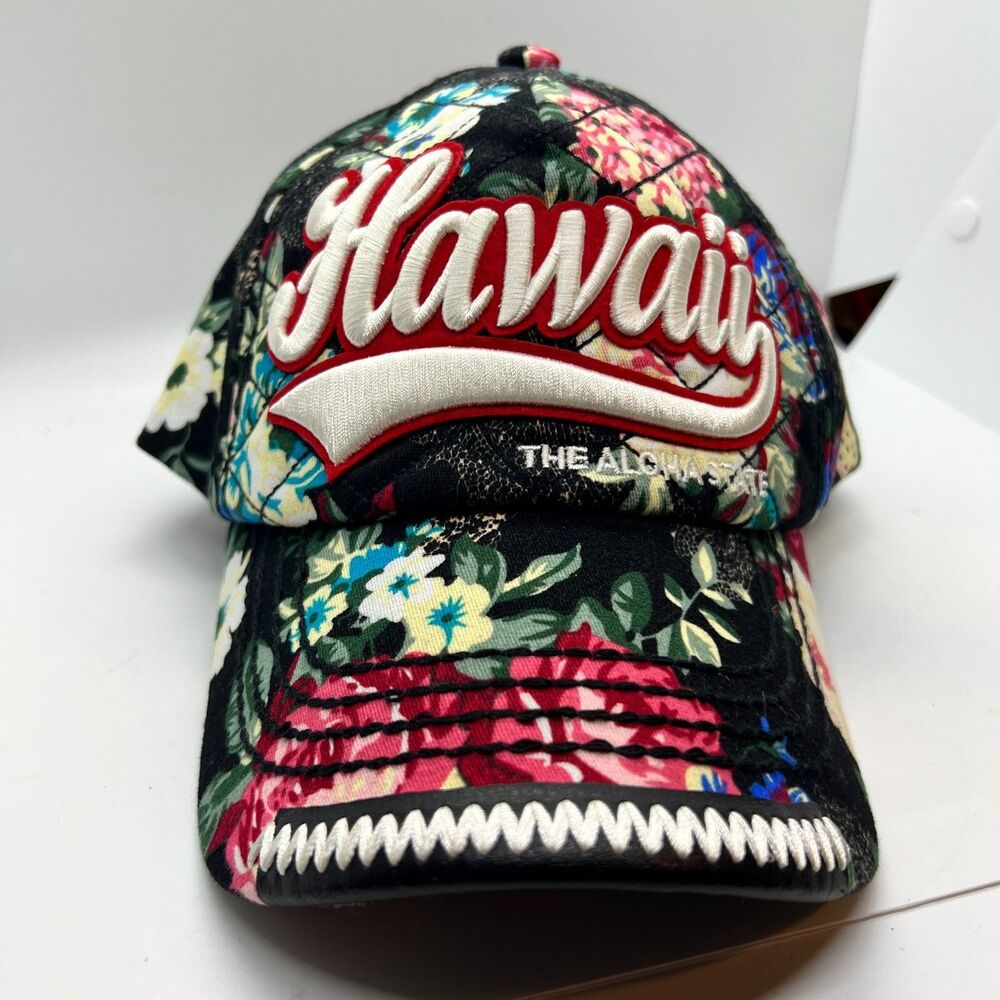 Robin Ruth Hawaii Embroidered Floral Camo Flat Bill Snapback Hat womens souvenir